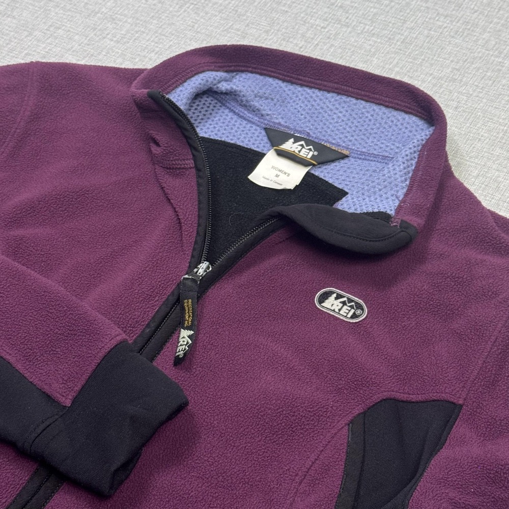 REI Jacket Womens M Purple Full Zip Lined Pockets Stretch Lightweight Fleece